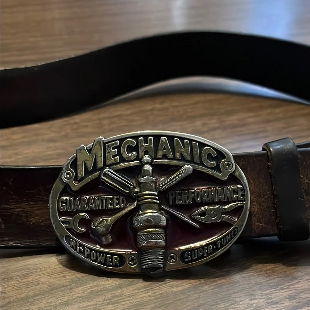 VINTAGE Mechanic Belt Buckle Leather Great American Buckle Company